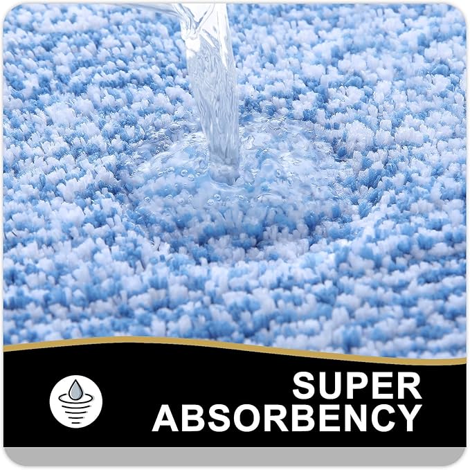 OLANLY Bathroom Rugs 24x16, Extra Soft and Absorbent Microfiber Bath Mat, Non-Slip, Machine Washable, Quick Dry Shaggy Bath Carpet, Suitable for Bathroom Floor, Tub, Shower (Small, Blue)