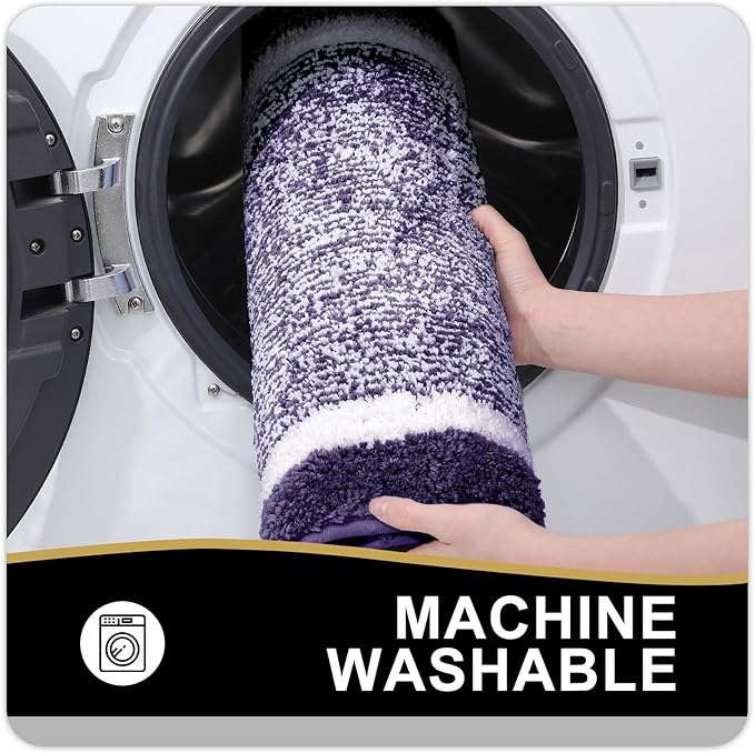 OLANLY Bathroom Rugs 24x16, Extra Soft and Absorbent Microfiber Bath Mat, Non-Slip, Machine Washable, Quick Dry Shaggy Bath Carpet, Suitable for Bathroom Floor, Tub, Shower (Small, Purple)