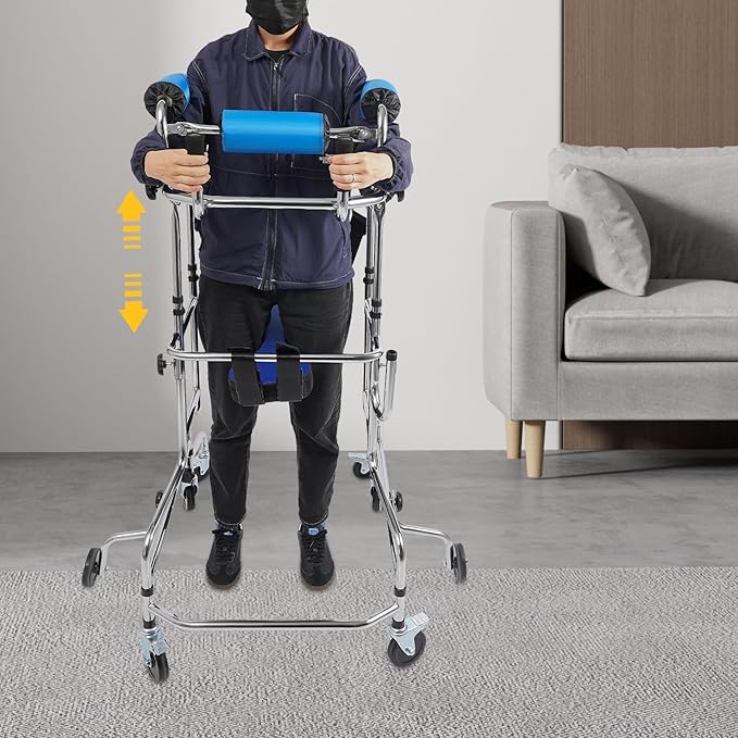 Adult Standing Walker for Seniors, Mobility Aid with Adjustable Height & Width, 8 Wheels with Brakes for Home Use, Ideal for Elderly and Post-Surgery Patients