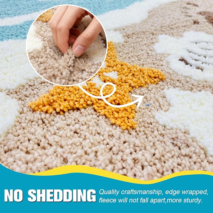 Beach Theme Non-Slip Washable Bath Rug | Soft Adorable Ocean Decor for Bathroom, Living Room, Bedroom & Gifts 20"*32"