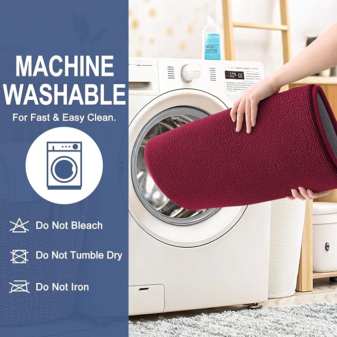 OLANLY Thick Memory Foam Bath Mat Rug 59x20, Extra Soft Absorbent Bathroom Rug, Quick Dry Bath Mats, Non-Slip, Machine Washable Carpet for Bathroom, Tub and Shower, Home Decor Accessories, Burgundy