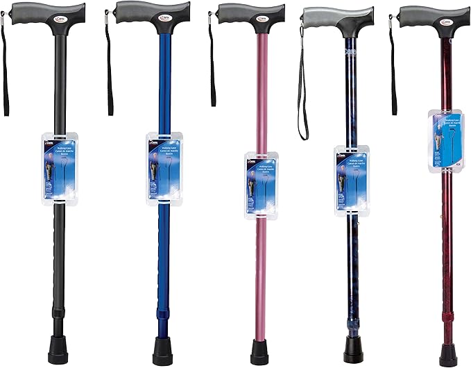 Carex Soft Grip Walking Cane with Strap, Anti-Slip Walking Cane for Easy Maneuvering, Walk Stick for Seniors & Adults with Added Support and Adjustable for Balance, Supports up to 250 lbs, Blue Marble