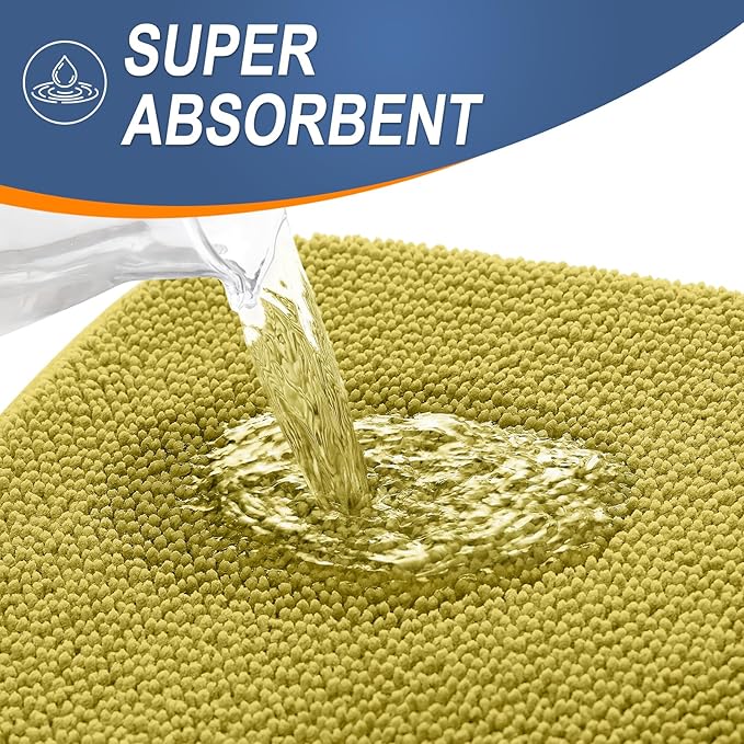 OLANLY Thick Memory Foam Bath Mat Rug 24x16, Extra Soft Absorbent Bathroom Rug, Quick Dry Bath Mat, Non-Slip, Machine Washable Carpet for Bathroom, Tub and Shower, Home Decor Accessories, Deep Mustard