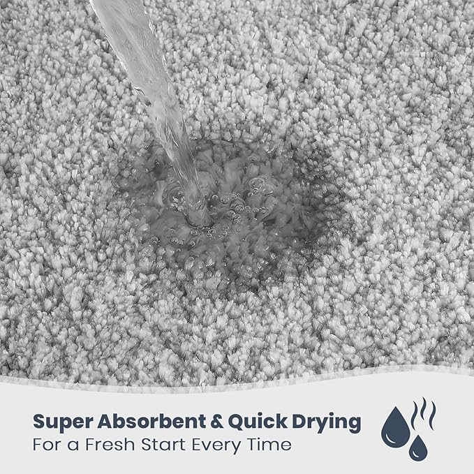 PURRUGS Bathroom Rug Non-Slip Machine Washable 30" x 46", Super Absorbent and Quick Dry Shaggy Microfiber Bath Mat, Extra Soft and Plush Bath Rug for Bathtub, Shower and Sink, Light Grey