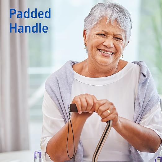 Medline Aluminum-Bronze Offset Walking Cane, Adjusts 29–38” & Supports Up to 300 Lbs. — Mobility Aid Provides Balance for Seniors & Adults