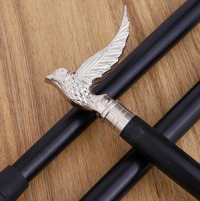 Premium Wooden Walking Cane | Beautiful Silver Plated Solid Brass Handle | Walking Stick & Crutches lacquer Polished Cane for Men and Women