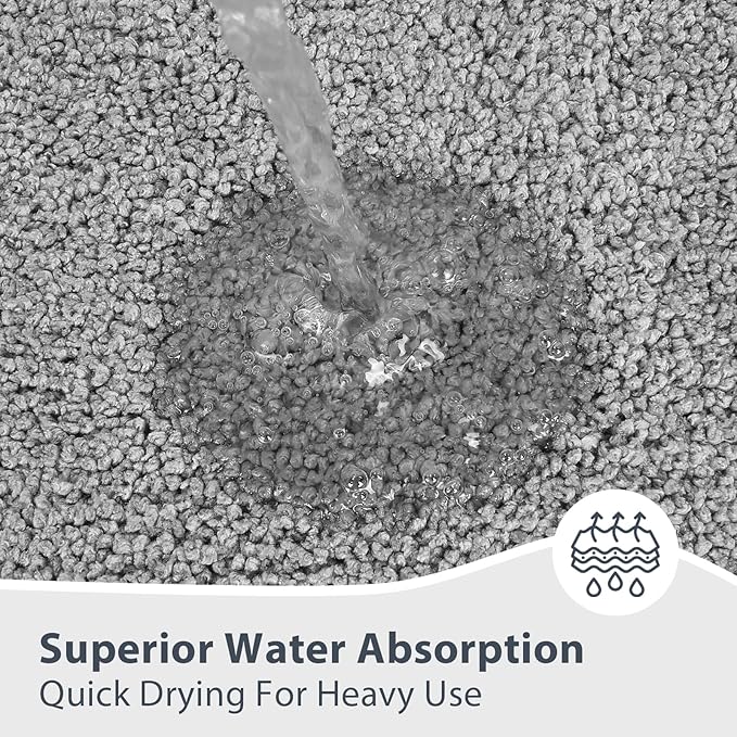 Bathroom Rugs 24" x 36", Non-Slip Extra Soft Absorbent Bath Rugs, Machine Washable Quick Dry Bath Mats for Bathroom Floor, Shower, Bathtub and Sink, Grey & Dark Grey