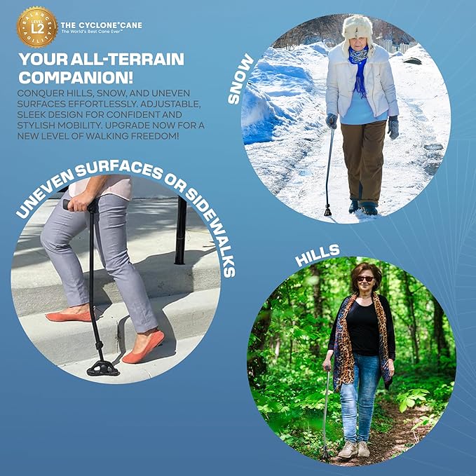 Dynamo Cyclone Cane - Maximum Grip for Every Step. Designed for All-Day Comfort. Built to Keep You Steady and Safe. Stability You can Trust, Anywhere You go. (Blue)