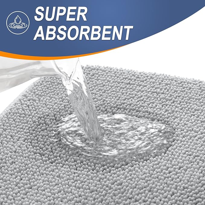 OLANLY Thick Memory Foam Bath Mat Rug 47x17, Extra Soft Absorbent Bathroom Rug, Quick Dry Bath Mats, Non-Slip, Machine Washable Carpet for Bathroom, Tub and Shower, Home Decor Accessories, Light Grey