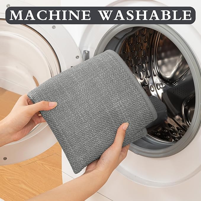 YIHOUSE Grey Bath Rug Set, 2 Piece Absorbent Non Slip Washable, Quick Dry Thin Bath Mat for Toilet and Floor