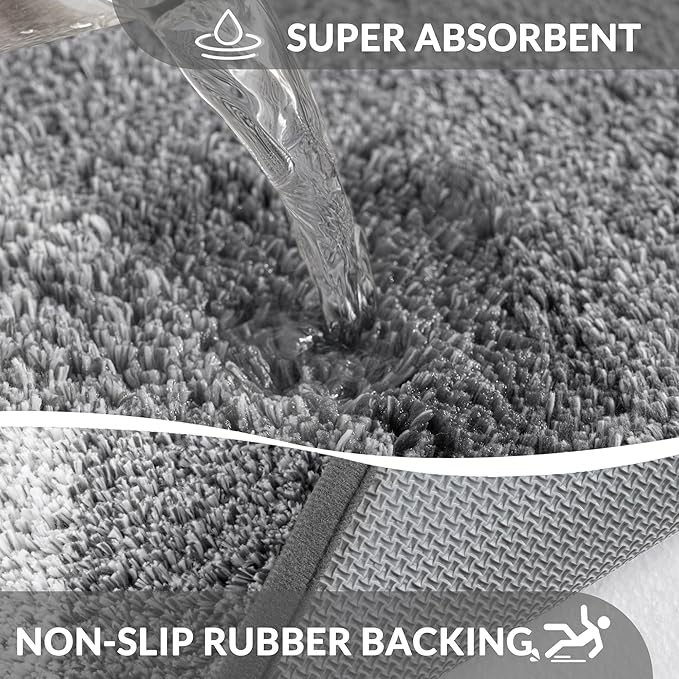 Exclusivo Mezcla Bathroom Rugs Mat 24x70, Extra Soft Non Slip Absorbent Water Microfiber Bath Rugs, Machine Washable Quick Dry Bath Mats for Bathroom Floor, Shower, Home Decor, Gradient Grey