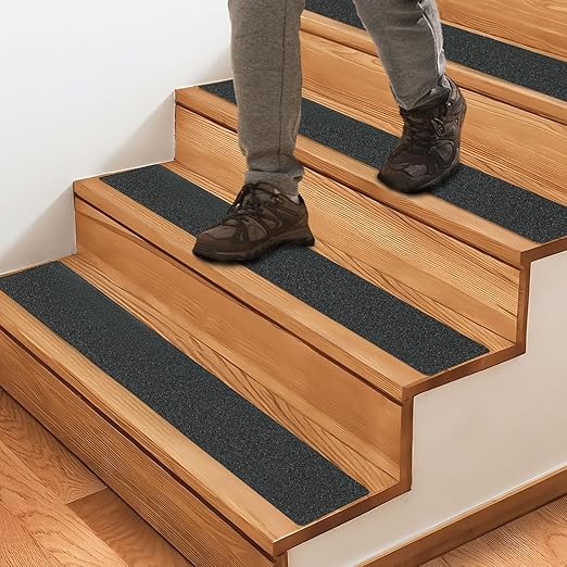 CHUANGSEED 12-Pack Non-Slip Stair Traction Tape 4''x30'' -80 Grit Outdoor Treads Grip Tape- Waterproof Heavy Duty Anti Skid Strips for Steps,Deck,Staircase