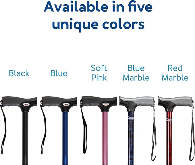 Carex Health Brands Soft Grip Walking Cane - Height Adjustable with Wrist Strap - Latex Free Soft Cushion Handle, Red Pattern & Marble, 40 Inch (Pack of 1)