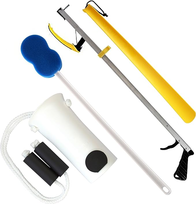 RMS Hip Knee Replacement Kit - Ideal for Recovering from Hip Replacement, Knee or Back Surgery, Mobility Tool for Moving and Dressing (32 Inch Reacher)
