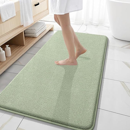 OLANLY Thick Memory Foam Bath Mat Rug 47x20, Extra Soft Absorbent Bathroom Rug, Quick Dry Bath Mats, Non-Slip, Machine Washable Carpet for Bathroom, Tub and Shower, Home Decor Accessories, Sage Green