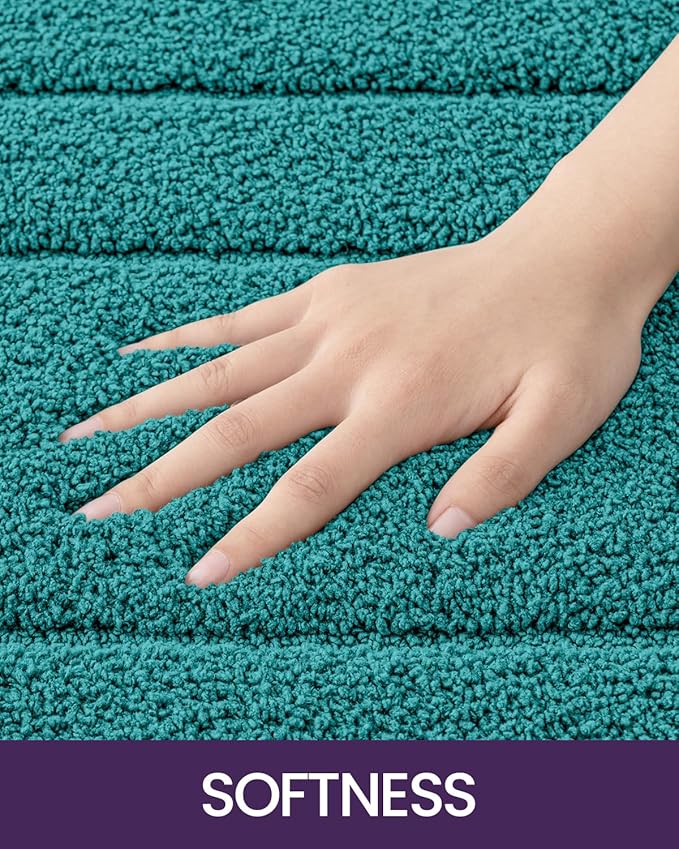 DEXI Bathroom Rug 36x24, Non Slip Washable Bath Mat for Shower Floor, Absorbent Soft Bathmat with Rubber Backing, Quick Dry Microfiber Carpet, Teal