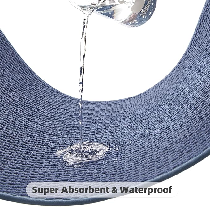 Large Bathroom Rugs Non Slip Washable Bath Rugs Super Absorbent Bathroom Rug Thin Quick Dry Low Pile Bath Mats, Denim Blue 36"x60"