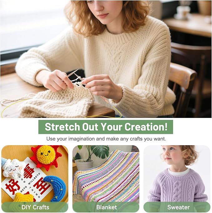 Aeelike Interchangeable Knitting Needles Set,13 Pairs Circular Knitting Needles Aluminum (Size 3.0mm-10.0mm) with 4 Cables for Socks Blankets Cushions, Ideal Crochet Gift