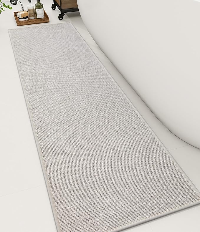 YIHOUSE Bathroom Rugs Mat 16x59, Non Slip Quick Dry Bath Mats for Bathroom Absorbent Ultra Thin Bath Rugs Machine Washable Fit Under Door for Sink, Cabinet, Laundry (Beige, 16"x59")