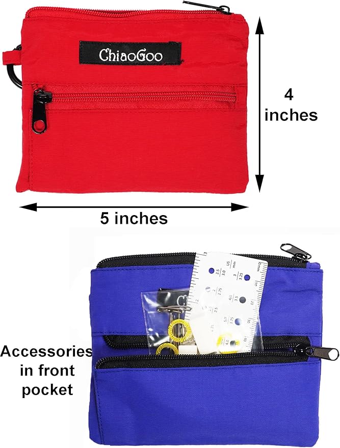 ChiaoGoo Twist Red Lace Shorties 2 & 3-Inch 7230 Combo Pack Interchangeable Knitting Needle Set, 22-Pairs Sizes US 0, 1, 1.5, 2, 2.5, 3, 4, 5, 6, 7, 8, 6 Cords with Project Bag