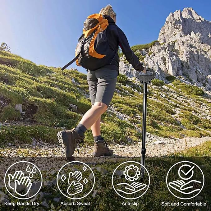 Walking Cane with Seat 2-in-1 Foldable Walking Sticks Chair for Men Women Elderly Folding Camping Chair Portable Trekking Poles Aluminum Lightweight Travel Storage Bag for Adult Outdoor Hiking