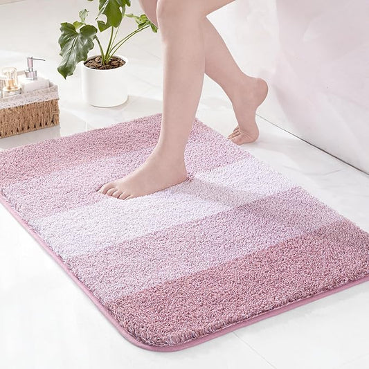 Exclusivo Mezcla Bathroom Rugs Mat 17x24, Extra Soft Non Slip Absorbent Water Microfiber Bath Rugs, Machine Washable Quick Dry Bath Mats for Bathroom Floor, Shower, Home Decor, Gradient Pink