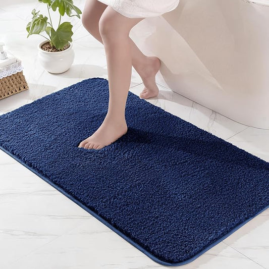 Exclusivo Mezcla Bathroom Rugs Mat 24x47, Extra Soft Non Slip Absorbent Water Microfiber Bath Rugs, Machine Washable Quick Dry Bath Mats for Bathroom Floor, Shower, Home Decor, Solid Navy Blue