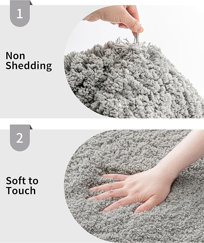 Grey Toilet Rug 22x24 Non Slip Fluffy Toilet Floor Mat U Shaped Washable Bathroom Contour Rug for Toilet Absorbent Thick Toilet Carpet