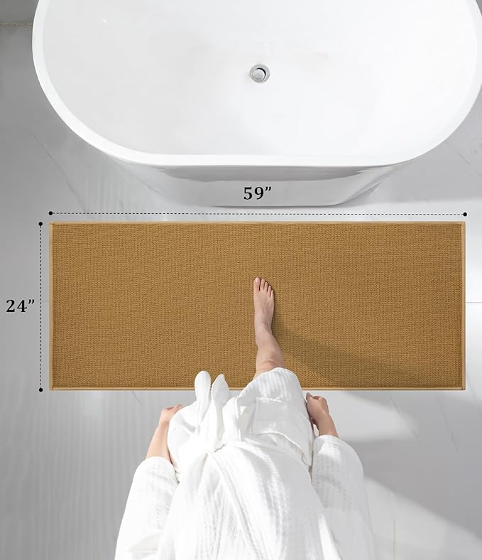 YIHOUSE Bathroom Rugs Mat 24x59, Non Slip Quick Dry Bath Mats for Bathroom Absorbent Ultra Thin Bath Rugs Machine Washable Fit Under Door for Sink, Cabinet, Laundry (Yellow, 24"x59")