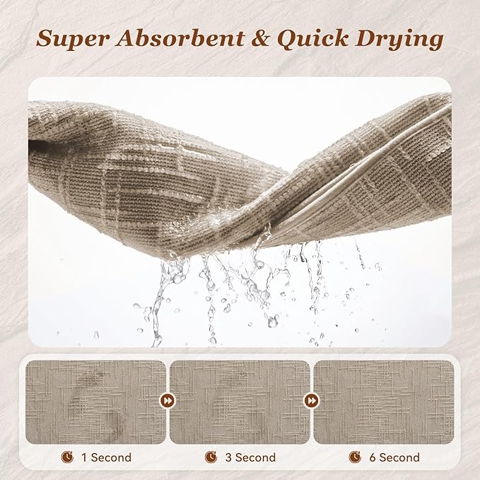 AMOAMI Bath Mat Non Slip Super Absorbent Quick Dry Bath Mats for Bathroom Floor Rubber Backing Washable Bathroom Rugs Modern Woven Jacquard Mat, Beside Tub Bath Rugs, 24" x 36", Brown