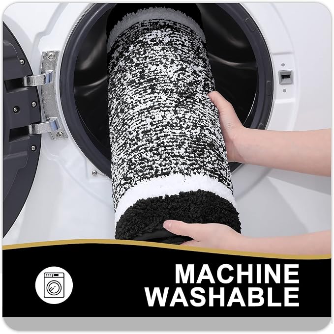 OLANLY Bathroom Rugs 36x24, Extra Soft and Absorbent Microfiber Bath Mat, Non-Slip, Machine Washable, Quick Dry Shaggy Bath Carpet, Suitable for Bathroom Floor, Tub, Shower (Large, Black)