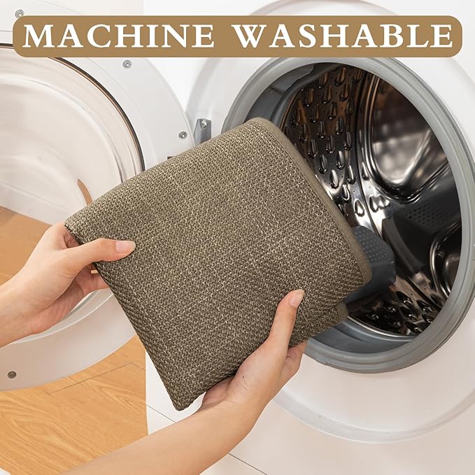 YIHOUSE Brown Bathroom Rug Sets 2 Piece, Bath Mat Quick Dry, Thin Bath Rug Set, Absorbent Bath Mat for Bathroom Non Slip Washable for Toilet and Floor 17"x24"+17"x32"