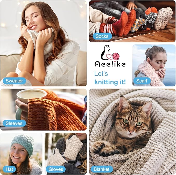 Aeelike Circular Knitting Needles Set Stainless Steel Knitting Needles 47-inch, 9 Pack Knitting Needles Round with Cable, Long & Smooth Metal Round Needles Gift for Mother Grandmother