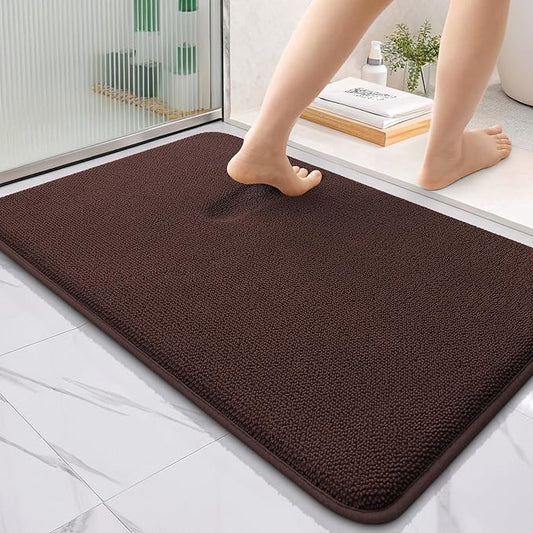 OLANLY Thick Memory Foam Bath Mat Rug 36x24, Extra Soft Absorbent Bathroom Rug, Quick Dry Bath Mats, Non-Slip, Machine Washable Carpet for Bathroom, Tub and Shower, Home Decor Accessories, Brown