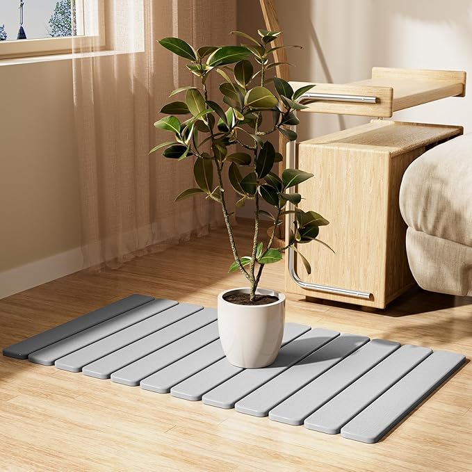 Large Stone Bath Mat 31.5 x 19.7in, Quick Dry Stone Drying Mats for Bathroom, Super Absorbent Foldable Bath Stone Mat, Non Slip, Large Diatomaceous Earth Dish Drying Mat for Kitchen Counter