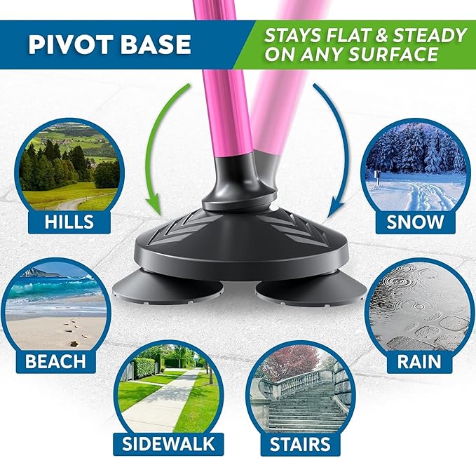 Walking Cane for Men & Women Foldable, Adjustable, Heavy Duty, Free Standing, All Terrain, Collapsible Walking Sticks for Seniors & Adults