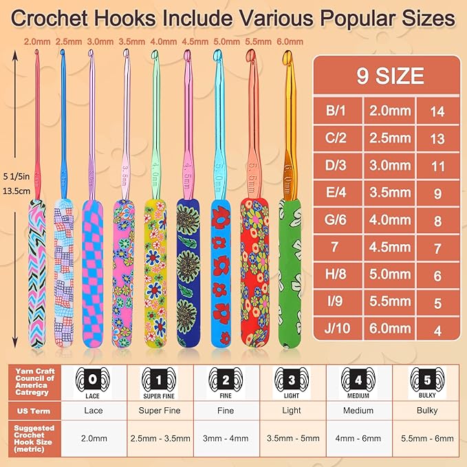 Coopay Warm Crochet Hooks for Grandmother, Art Aluminum Soft Grip Crochet Needles for Crocheting, Knitting Hook for Crochet Yarn Craft - Premium Knitting & Crochet Supplies