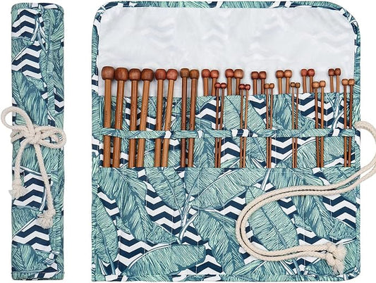 Aeelike 18 Pairs Bamboo Knitting Needles Set - 10 Inches Wooden Knitting Needles Single Point with Roll Bag - Portable Knittings Needle Set for Beginners (2mm - 10mm)