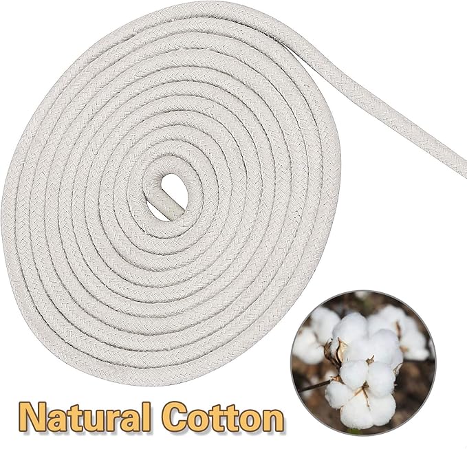 KEILEOHO 328 FT 1/4 Inch Natural Cotton Rope, White Craft Clothesline Cord Craft Knitting Thread String Heavy Duty Wall Hanging Rope for Garden Flower Plant DIY Decoration Clothes Hanger
