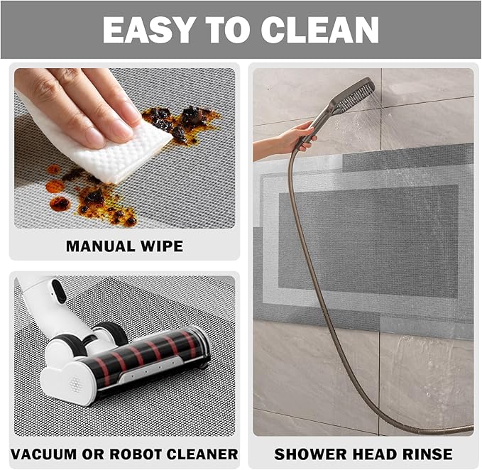 Non Slip Bath Mat, Rubber Backing Ultra Thin Bathroom Rugs Fit Under Door Quick Dry Super Absorbent Washable Bath Rug Shower Mat for Bathroom Floor Bathtub Shower Sink, Easy Care Gray 24"x 35"