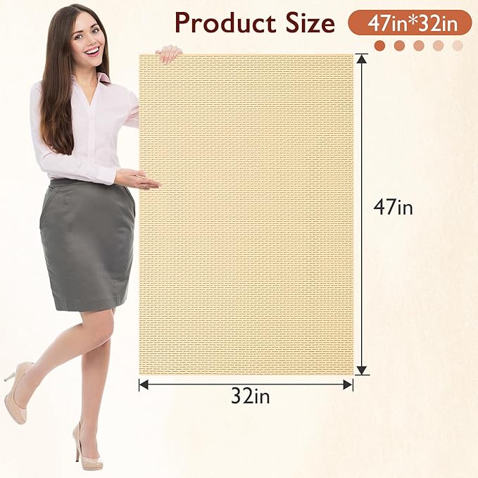 Extra Large Non-Slip Shower Mat, Fast-Dry PVC Bath Stall Tub Mat, Drain-Hole Design for Shower Stall Tub for Elderly/Kids, Non Slip Bath Mat Bathroom Safety Accessory, Khaki 47"x32"