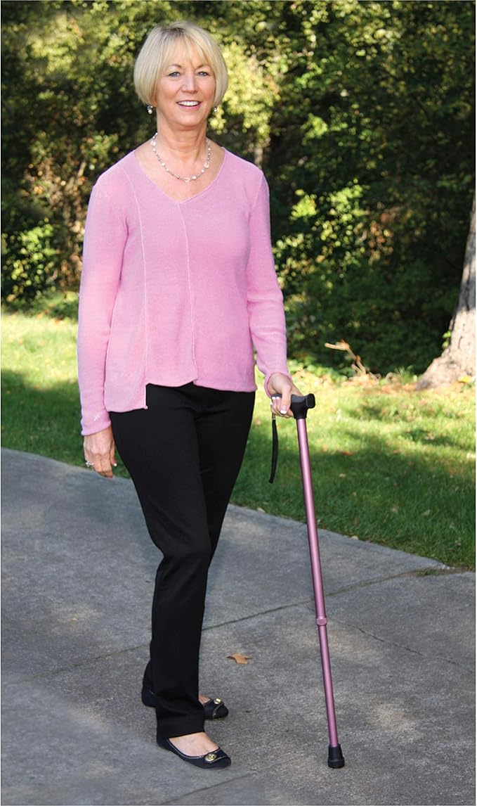 Carex Soft Grip Walking Cane - Height Adjustable Cane With Wrist Strap - Latex Free Soft Cushion Handle, Pink