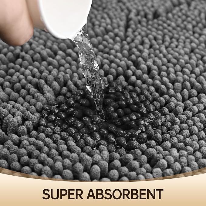 Amyracel Bathroom Rug Mat 24x72, Thick Soft Quick Dry Absorbent Chenille Bath Rug, Rubber Back Non Slip Machine Washable Bath Mat for Bathroom Shower Tub Floor