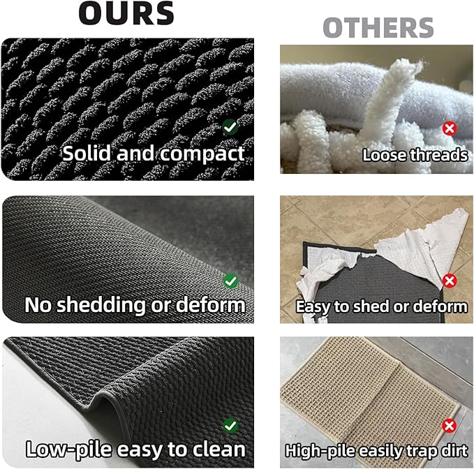 Black Toilet Rug, Thin Toilet Rugs U Shaped Washable Non Slip Absorbent Quick Dry Low Pile Toilet Mat, Black 20''x24'' U Shape