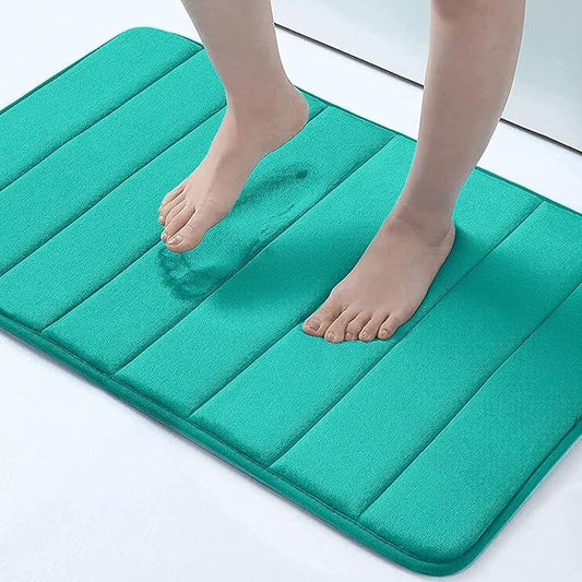 Buganda Memory Foam Bath Mat, 30" x 20", Ultra Soft and Non-Slip Bathroom Rugs, Water Absorbent and Machine Washable Bath Rug for Bathroom, Shower, and Tub, Teal
