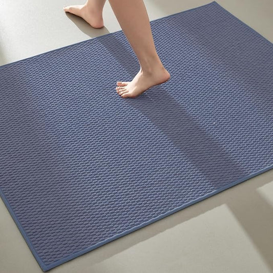 Large Bathroom Rugs Non Slip Washable Bath Rugs Super Absorbent Bathroom Rug Thin Quick Dry Low Pile Bath Mats, Denim Blue 36"x60"