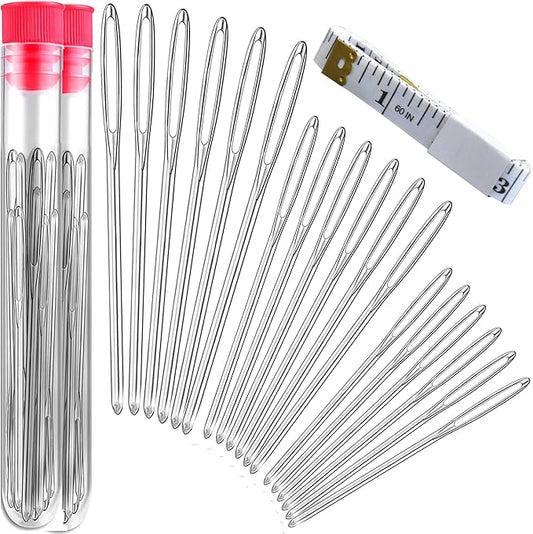 Orrdice 18+1PCS Large Eye Blunt Needles, Stainless Steel Yarn Knitting Needles, Sewing Needles, Crafting Knitting Weaving Stringing Needles,Perfect for Finishing Off Crochet Projects.