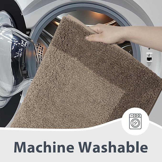 Bathroom Rugs 24" x 36", Non-Slip Extra Soft Absorbent Bath Rugs, Machine Washable Quick Dry Bath Mats for Bathroom Floor, Shower, Bathtub and Sink, Grayish Brown & Coffee
