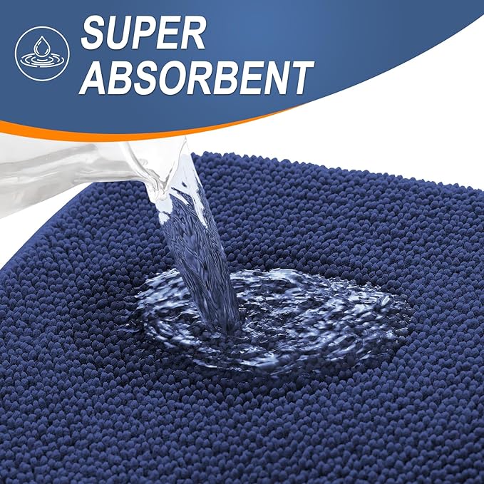 OLANLY Thick Memory Foam Bath Mat Rug 30x20, Extra Soft Absorbent Bathroom Rug, Quick Dry Bath Mats, Non-Slip, Machine Washable Carpet, Tub and Shower, Home Decor Accessories, Twilight Sapphire