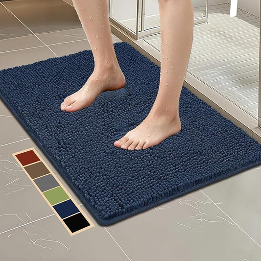 Bcoimo 36"×24" Absorbent Bath Mat, Non-Slip with Backing Chenille Bath Rug and Machine Washable Bathroom Mat Quick-Dry Design. Ideal for Bathroom and Tub Areas